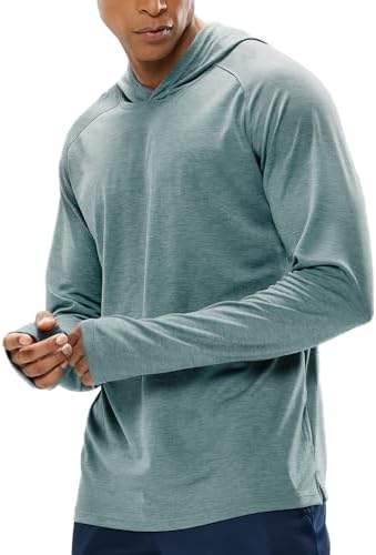 MIER Men's UPF 50+ Sun Protection Hoodie Long Sleeve SPF Fishing Hiking Running Thumbhole Shirts Hooded Quick Dry Lightweight