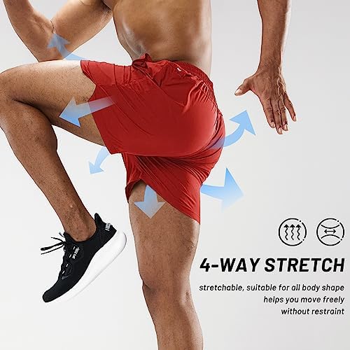 MIER Men's Workout Running Shorts Quick Dry Active 5 Inches Shorts With Pockets Lightweight Breathable