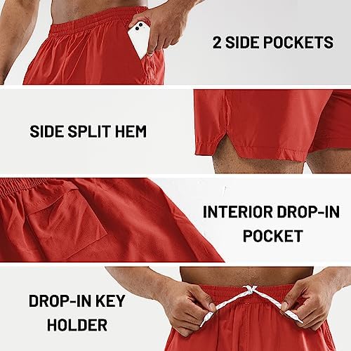 MIER Men's Workout Running Shorts Quick Dry Active 5 Inches Shorts With Pockets Lightweight Breathable