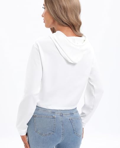 Milanpavilion Women's Drawstring Cropped Hoodie Casual Hoodies For Women Workout Crop Tops Sweatshirt Long Sleeve Crop