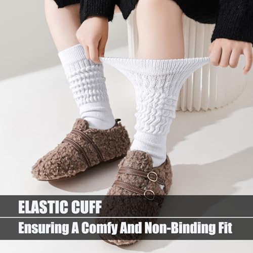 Mini Angel Slouch Socks Girls Scrunch Socks Kids Knee High Socks Soft Warm Stacked Boot Socks 2/3 Pairs