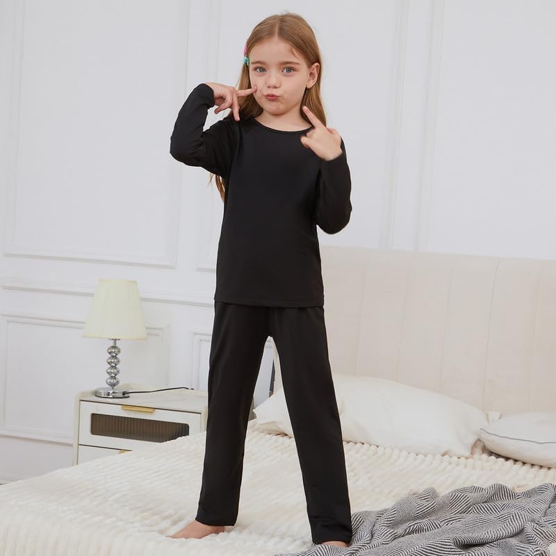 Mirawise Girls Thermal Kids Underwear Long Johns Set Base Layer Long Sleeve Shirts Pants Ski Clothes Fleece Lined Undershirt