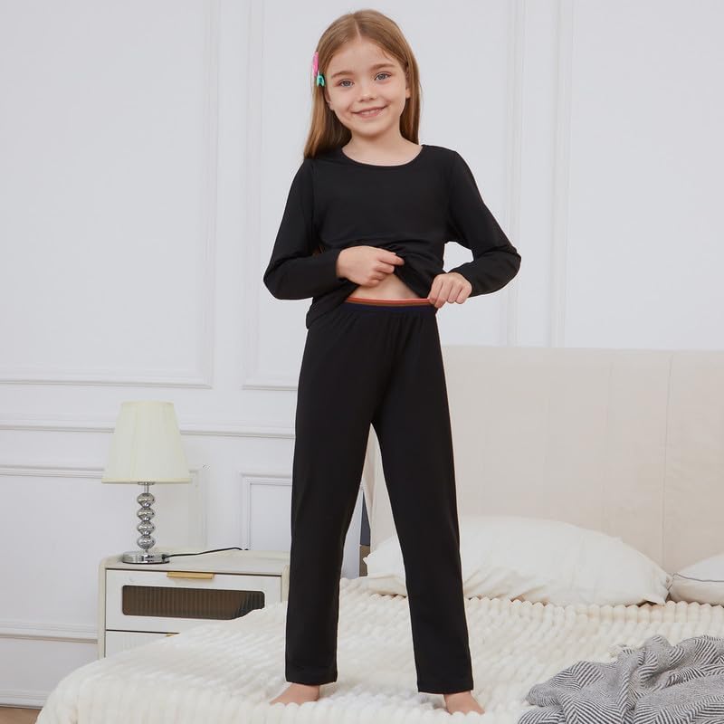 Mirawise Girls Thermal Kids Underwear Long Johns Set Base Layer Long Sleeve Shirts Pants Ski Clothes Fleece Lined Undershirt