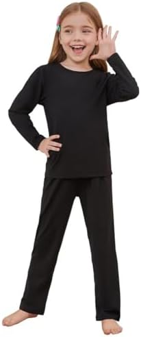 Mirawise Girls Thermal Kids Underwear Long Johns Set Base Layer Long Sleeve Shirts Pants Ski Clothes Fleece Lined Undershirt