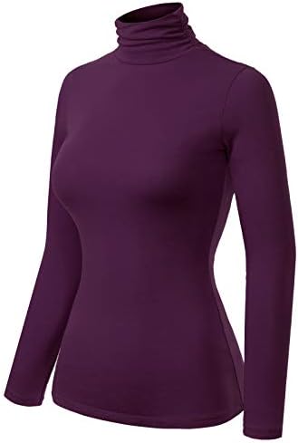 MixMatchy Women's Basic Long Sleeve Turtle Neck Slim Fit Top Shirt