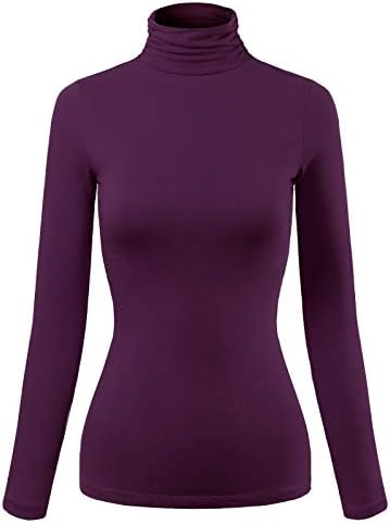 MixMatchy Women's Basic Long Sleeve Turtle Neck Slim Fit Top Shirt