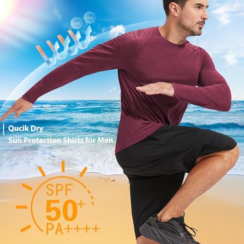 MLYENX 7 Pack Long Sleeve Shirts For Men UPF 50+ UV Sun Protection Quick Dry Moisture Wicking Workout Tee Shirts