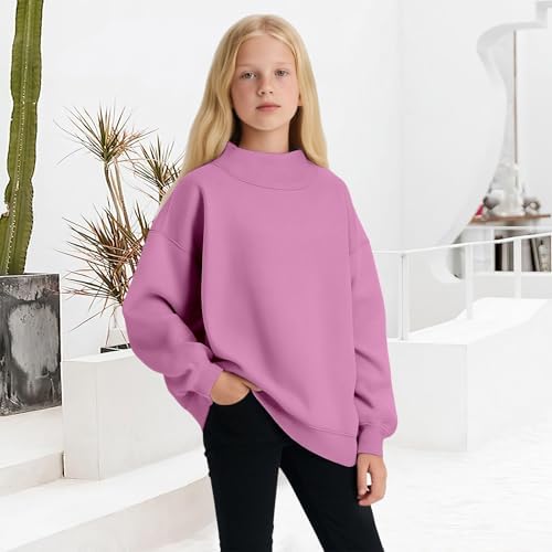 Mock Neck Sweatshirt For Girls Oversized Turtleneck Sweater Long Sleeve Cute Fleece Pullover Tops Fall Trendy Hoodies Clothes