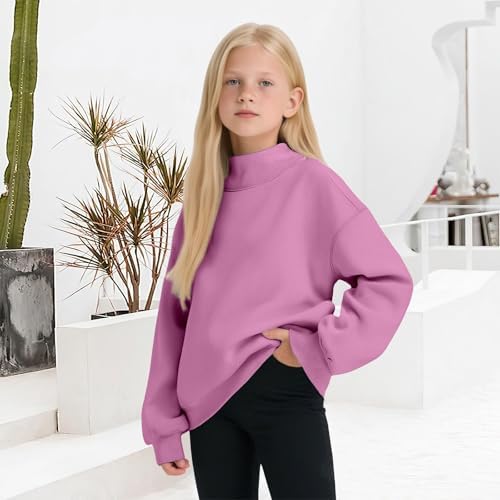Mock Neck Sweatshirt For Girls Oversized Turtleneck Sweater Long Sleeve Cute Fleece Pullover Tops Fall Trendy Hoodies Clothes