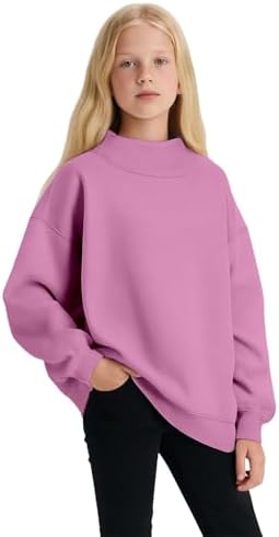 Mock Neck Sweatshirt For Girls Oversized Turtleneck Sweater Long Sleeve Cute Fleece Pullover Tops Fall Trendy Hoodies Clothes