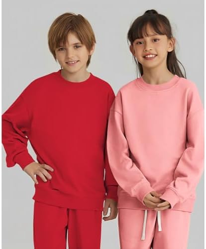 MODNTOGA Big Kid Plain Sweatsuit Set 2PCS Crewneck Sweatshirt And Sweatpants Set For Boys Girls Activewear Fall Winter Outfit