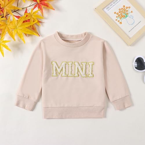 Mommy And Me Letter Print Matching Family Outfits Long Sleeve Crewneck Casual Sweatshirt T-Shirt
