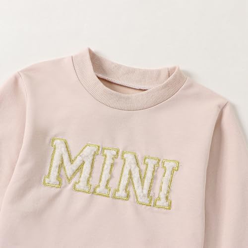 Mommy And Me Letter Print Matching Family Outfits Long Sleeve Crewneck Casual Sweatshirt T-Shirt