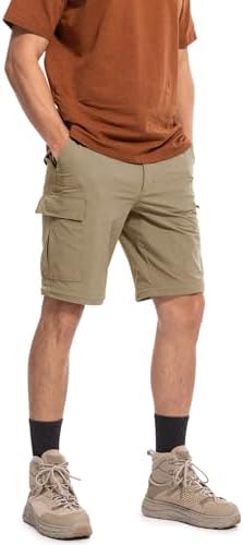 Moosehill Men's-Hiking-Pants Convertible Quick-Dry Water-Resistant Lightweight Zip-Off Outdoor With 5 Deep Pockets
