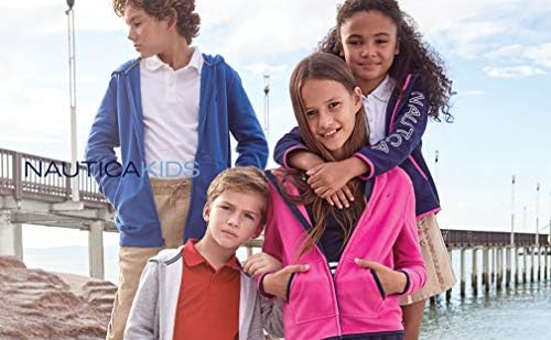 Nautica Boys Zip Up Hoodie Sweatshirt Signature Logo Design Kangaroo Pockets Made With Lightweight Fleece
