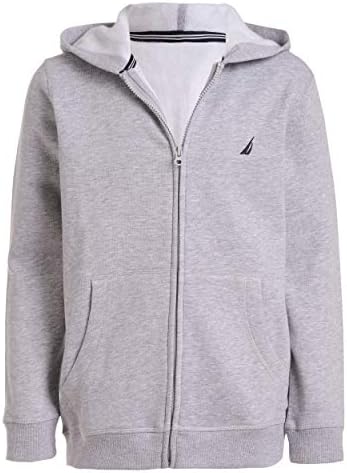 Nautica boys Zip Up Hoodie Sweatshirt Signature Logo Design Kangaroo Pockets Made With Lightweight Fleece