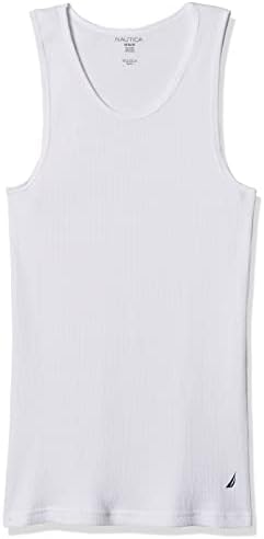Nautica Men's 4 Pack Ribbed Cotton Tank Undershirts