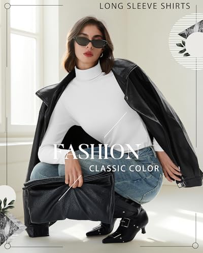 Neer 3 Pack Cotton Women's Turtleneck Long Sleeve Tops Thermal Underwear Base Layer Fall Winter Shirts Sweater