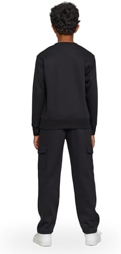 New Balance Boys And Toddlers’ 2 Piece Set – Soft Fleece Crewneck Pullover Sweatshirt Cargo Sweatpants Sweatsuit (2T-12)