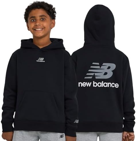 New Balance Boys Hoodie – Premium Comfy Cotton Blended Fleece Classic Pullover Sweatshirt for Kids Sizes 4-20