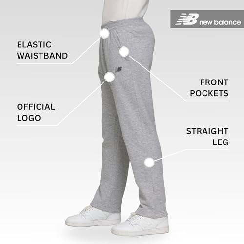 New Balance Boys Open Bottom Active Sweatpants – 2 Pack Soft Cotton Fleece Blend Pull-On Straight Leg Sweats Sizes 4-20