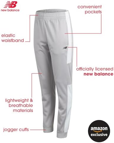 New Balance Boys Sweatpants - 2 Pack Active Performance Tricot Boys Joggers With Elastic Waistband - Athletic Pants For Kids