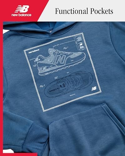 New Balance Boys Tracksuit Set - 2 Piece Classic Hoodie Sweatshirt And Boys Jogger Sweatpants With Pockets (Sizes: 8-16)