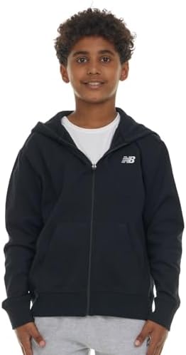 New Balance Boys Zip Up Hoodie – Full Zip Premium Cotton Blended Fleece Sweatshirt With Lined Hood Comfortable Fit
