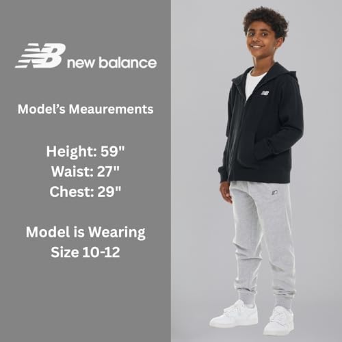 New Balance Boys Zip Up Hoodie – Full Zip Premium Cotton Blended Fleece Sweatshirt With Lined Hood Comfortable Fit