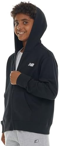 New Balance Boys Zip Up Hoodie – Full Zip Premium Cotton Blended Fleece Sweatshirt with Lined Hood Comfortable Fit