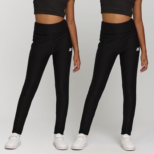 New Balance Girls Fleece Lined Leggings - 2 Pack Soft Stretch Yoga Pants Athletic Warm Thermal Tights Sizes 4-16