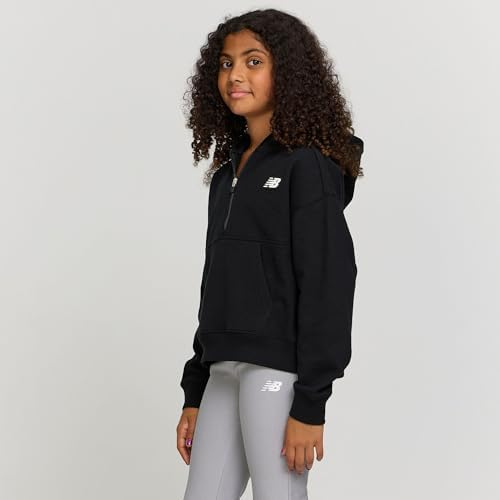 New Balance Girls Quarter Zip Up Hoodie – Soft Cotton Blended Fleece Active Youth Pullover Sweatshirt Lined Hood