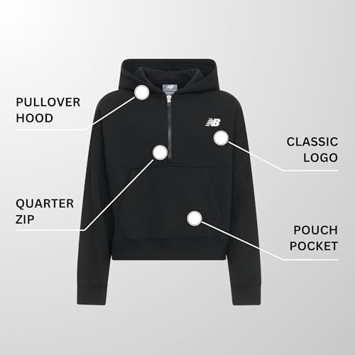 New Balance Girls Quarter Zip Up Hoodie – Soft Cotton Blended Fleece Active Youth Pullover Sweatshirt Lined Hood