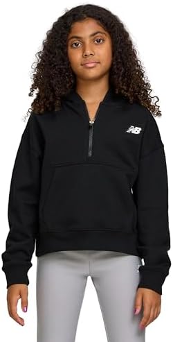 New Balance Girls Quarter Zip Up Hoodie – Soft Cotton Blended Fleece Active Youth Pullover Sweatshirt Lined Hood