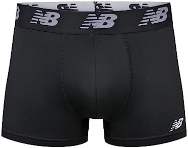 New Balance Men's No Fly Trunks Underwear Jacquard Waistband Breathable Lightweight Moisture Wicking (3 Pack)