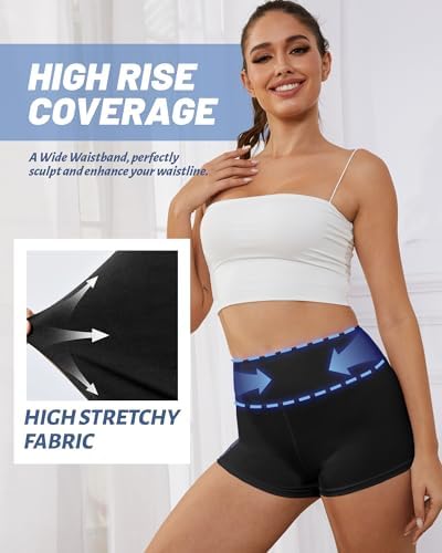 NexiEpoch 2 Pack Biker Shorts For Women - 3"/5"/8" Booty Volleyball High Waisted Black Spandex Shorts For Yoga Dance Workout