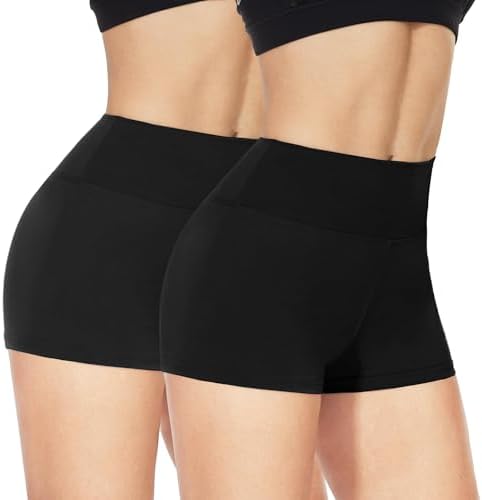 NexiEpoch 2 Pack Biker Shorts for Women - 3"/5"/8" Booty Volleyball High Waisted Black Spandex Shorts for Yoga Dance Workout