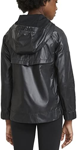 Nike Girl's Windrunner Jacket (Little Kids/Big Kids) Black/Black/White LG (14-16 Big Kid)