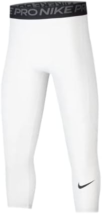 Nike Kids Boy's Pro 3/4 Tights (Little Kids/Big Kids) White/Black LG (14-16 Big Kids)