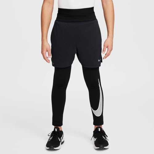 Nike Pro Warm Big Kids' (Boys') Dri-FIT Training Tights (HF4364-010 Black/White)
