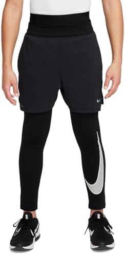 Nike Pro Warm Big Kids' (Boys') Dri-FIT Training Tights (HF4364-010 Black/White)