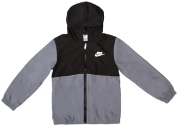 Nike Sportswear Light Weight Hooded Windrunner Full-Zip Jacket - Smoke Grey - Kids Size 5