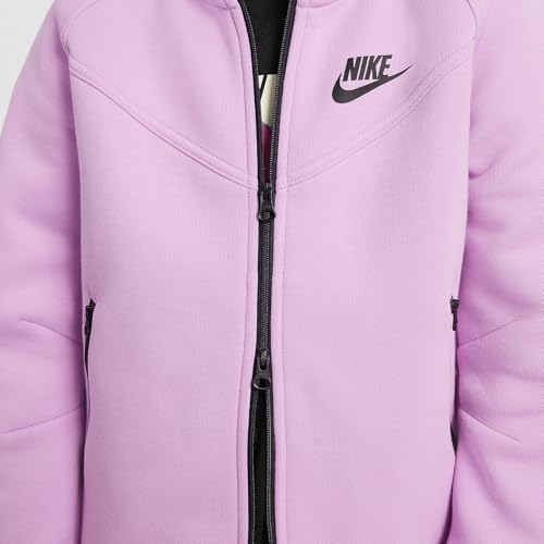 Nike Sportswear Tech Fleece Big Kids' (Girls') Full-Zip Hoodie (FD2979-632 Beyond Pink/Black/Black)