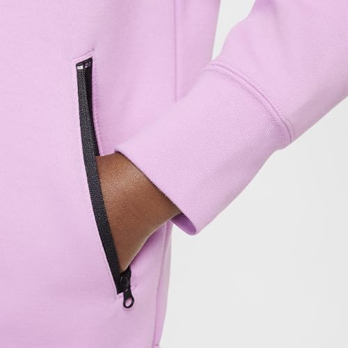 Nike Sportswear Tech Fleece Big Kids' (Girls') Full-Zip Hoodie (FD2979-632 Beyond Pink/Black/Black)