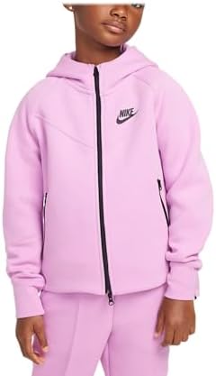 Nike Sportswear Tech Fleece Big Kids' (Girls') Full-Zip Hoodie (FD2979-632 Beyond Pink/Black/Black)