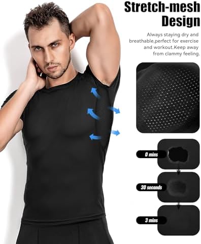 Niksa Men's Compression Shirts 2 Pack Short Sleeve Athletic Compression Tops Cool Dry Workout T Shirt