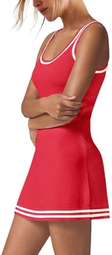 Nirovien Womens Tennis Dress With Shorts Sleeveless Athletic Romper Dress Knit Active Dresses Workout Outfits