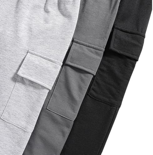Nivne Tco Boys Casual Pants-Solid Color Soft Trousers-Toddler Boys 3 Pack Sweatpants Set (3-7 Years)