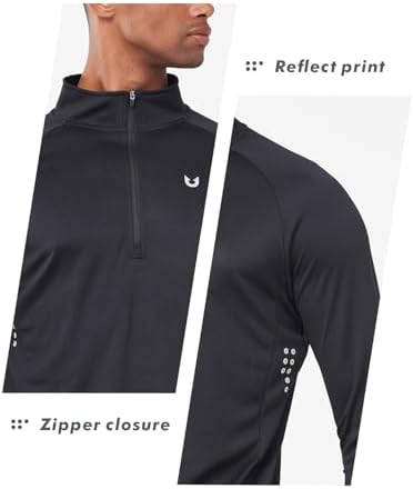 NORTHYARD Quarter Zip Pullover Men Running Shirt Long Sleeve Moisture Wicking Quick Dry Athletic Workout Shirts