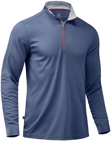 Obla Golf Quarter Zip Pullover for Men Mock Neck Sweatshirt Lightweight Sun Protection Men's Long Sleeve Golf Shirt
